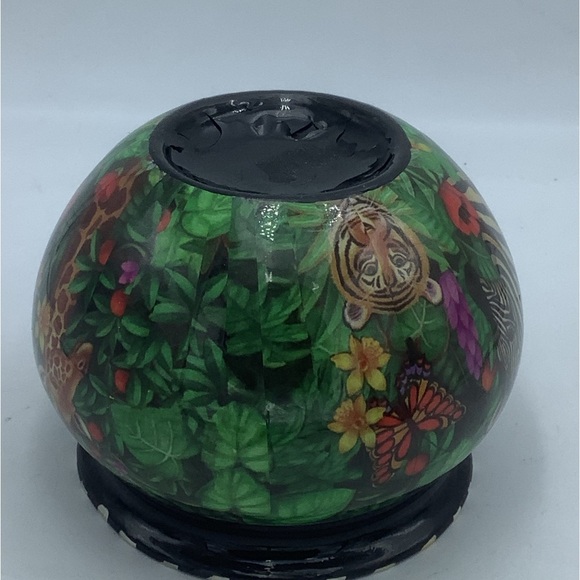 Decoupage Zebra/Giraffe Wildlife on Black Painted Glass Vase/Bowl - Picture 8 of 10